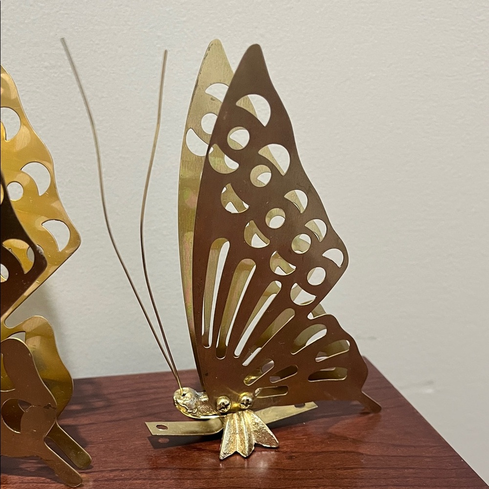 Brass Butterfly Table Decor - Gold Metal Wing Sculptures - Picture 5 of 8